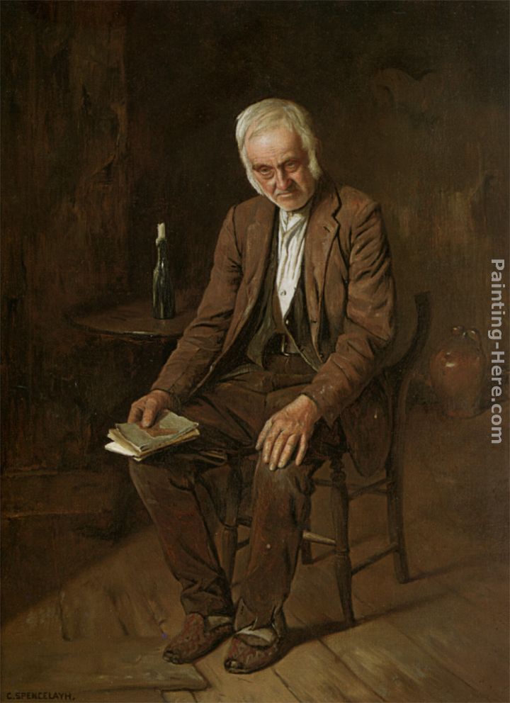 Meditation - Rent Day painting - Charles Spencelayh Meditation - Rent Day art painting
